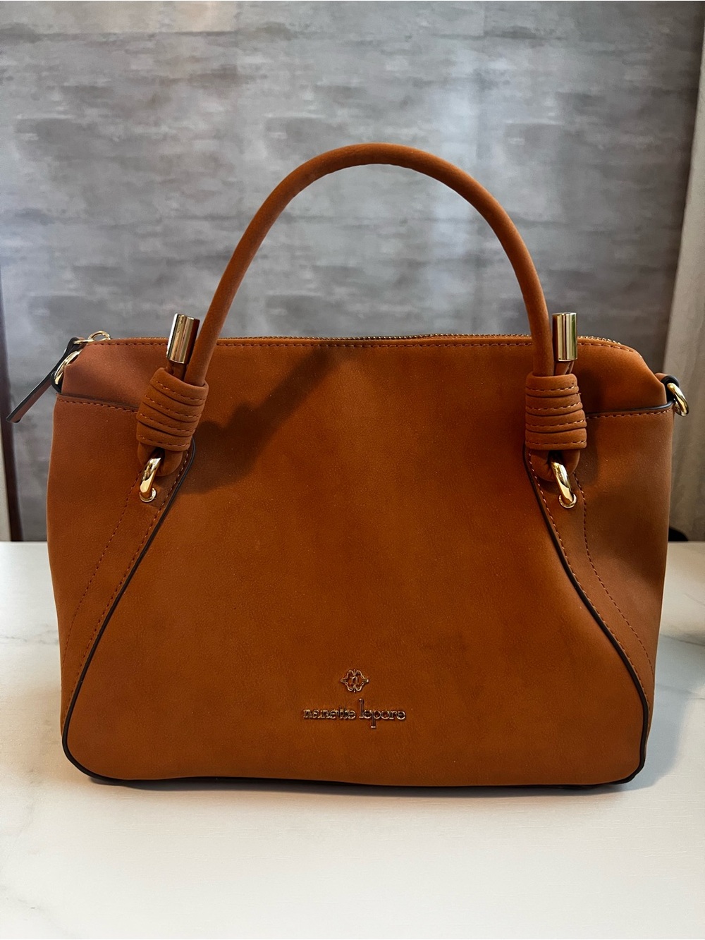NWOT Nanette Lepore Clarisse Nubuck Satchel with Knot *long strap not included*